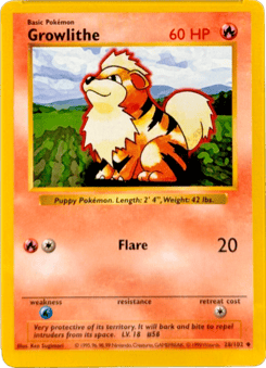 Growlithe — Base #28 (Shadowless)
