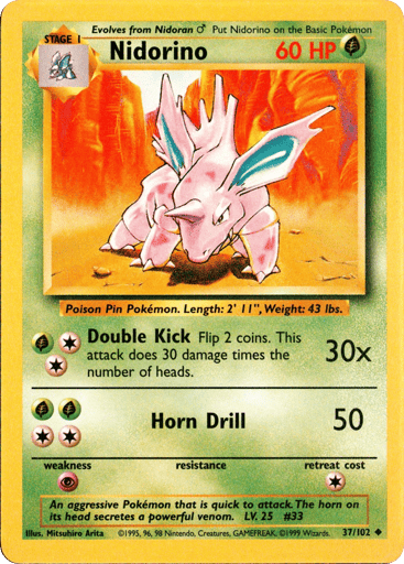 Nidorino 37/102 from Base Set