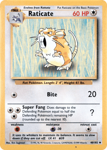 Raticate 40/102 from Base Set