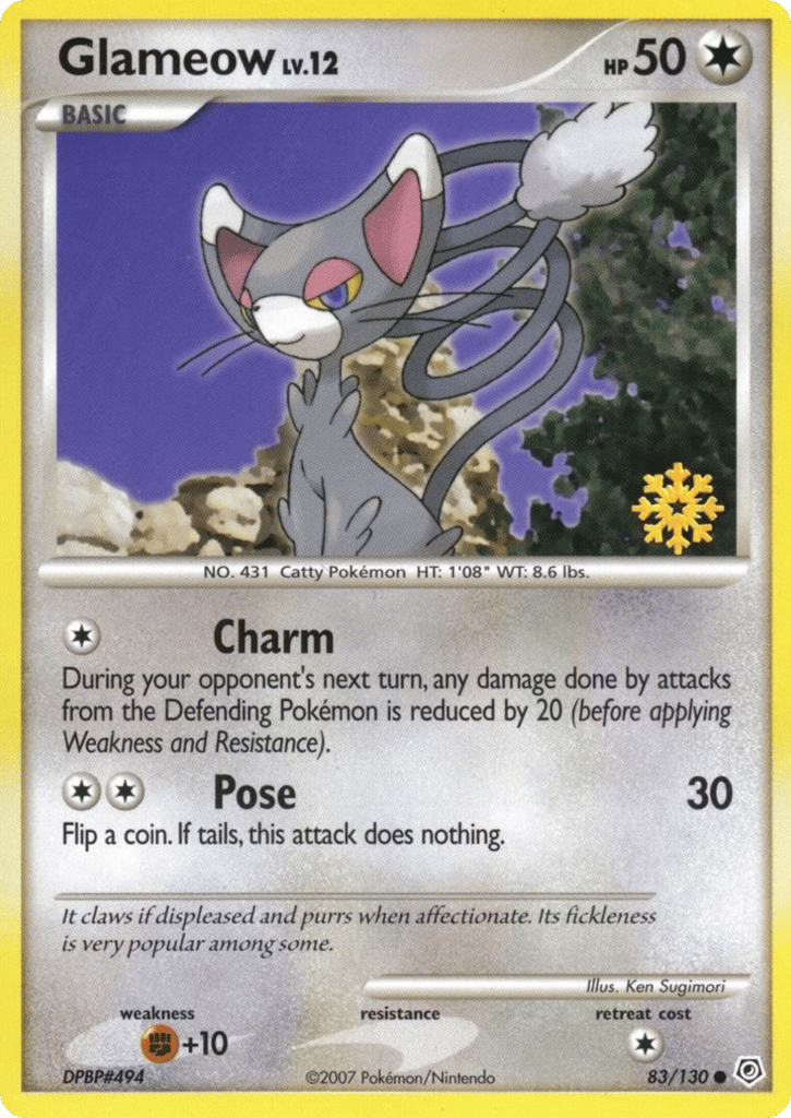 Glameow 83/130 Diamond & Pearl Pokémon card