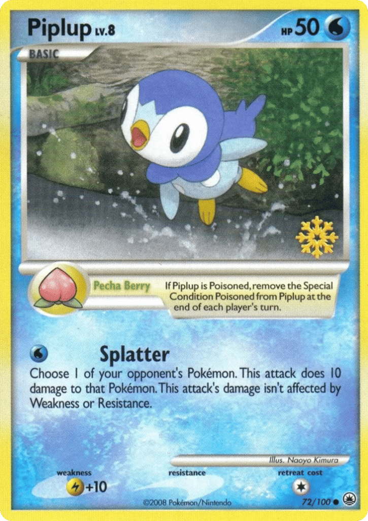 Piplup 72/100 Majestic Dawn Pokémon card