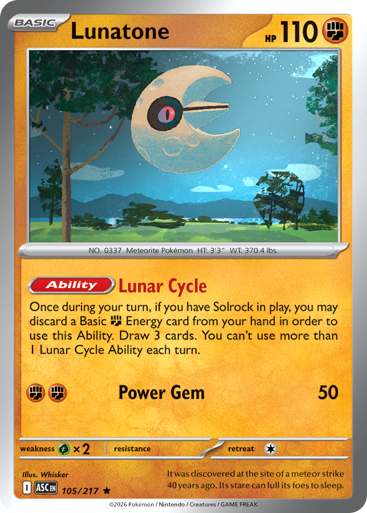 Lunatone 105/217 Ascended Heroes Pokémon card