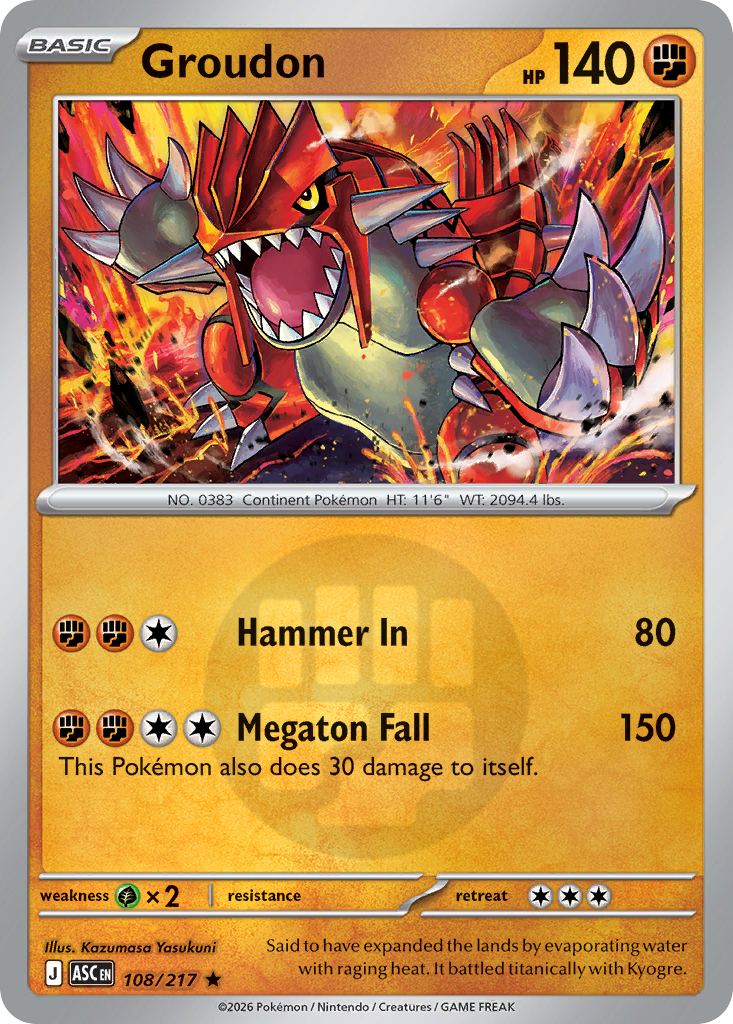 Groudon 108/217 Ascended Heroes Pokémon card