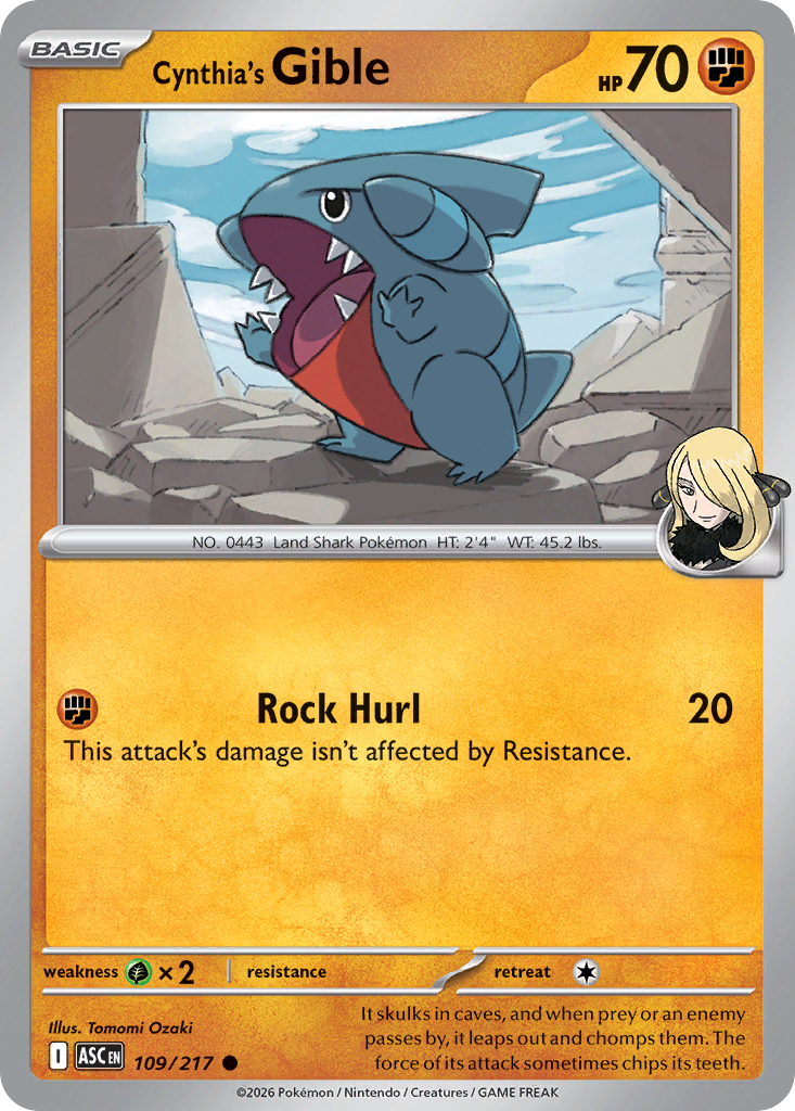 Cynthia's Gible 109/217 Ascended Heroes Pokémon card