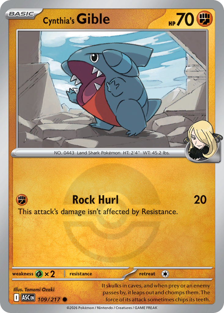 Cynthia's Gible 109/217 Ascended Heroes Pokémon card