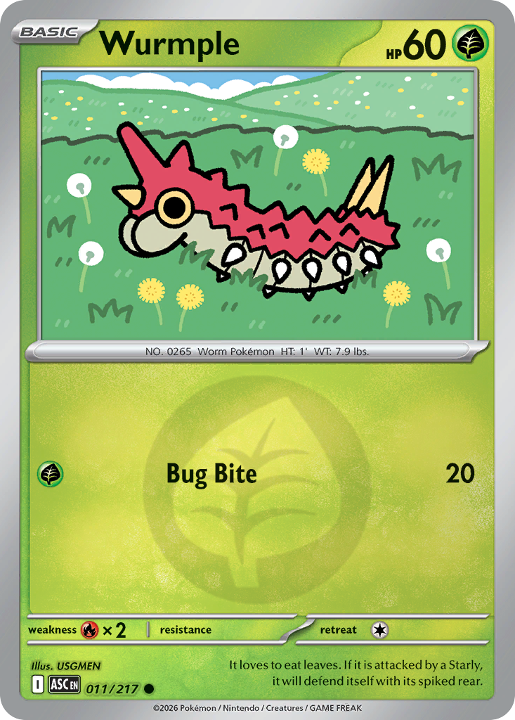 Wurmple 011/217 Ascended Heroes Pokémon card