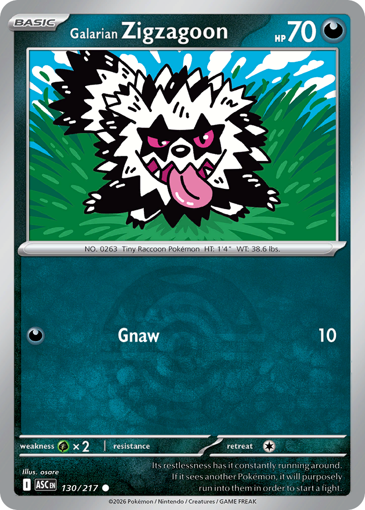 Galarian Zigzagoon 130/217 Ascended Heroes Pokémon card