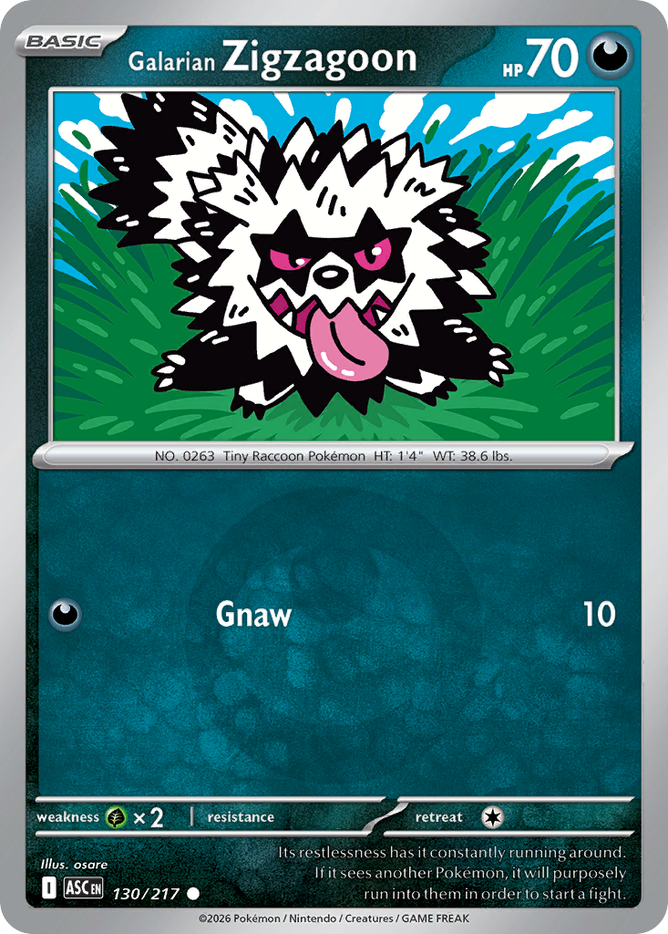 Galarian Zigzagoon 130/217 Ascended Heroes Pokémon card