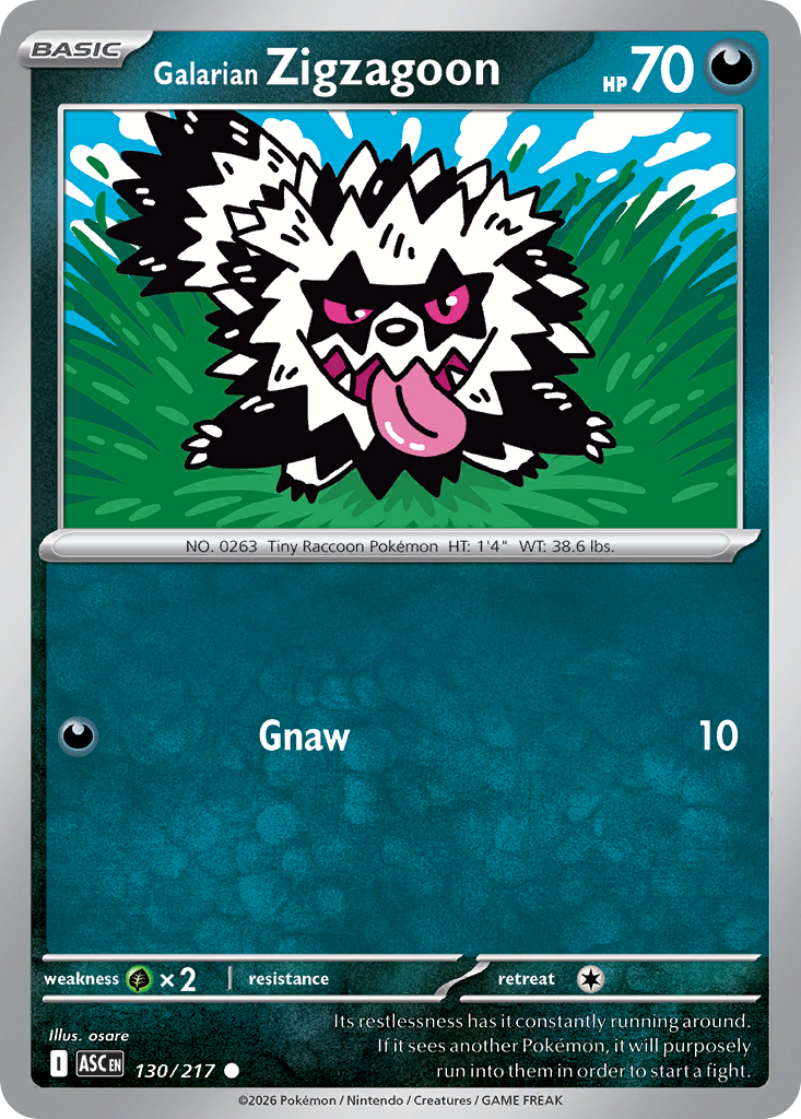Galarian Zigzagoon 130/217 Ascended Heroes Pokémon card