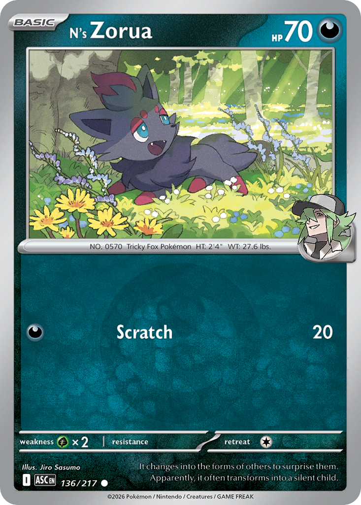 N's Zorua 136/217 Ascended Heroes Pokémon card