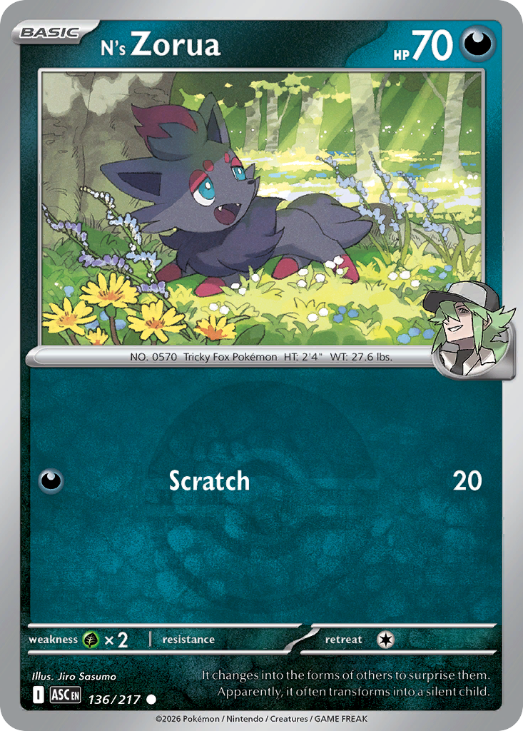 N's Zorua 136/217 Ascended Heroes Pokémon card