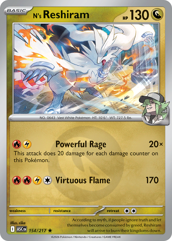 N's Reshiram 154/217 Ascended Heroes Pokémon card