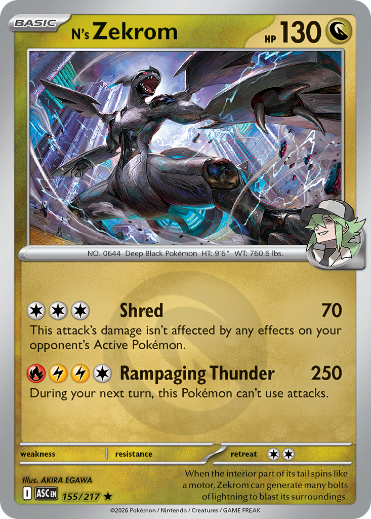 N's Zekrom 155/217 Ascended Heroes Pokémon card