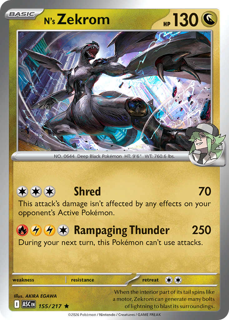 N's Zekrom 155/217 Ascended Heroes Pokémon card