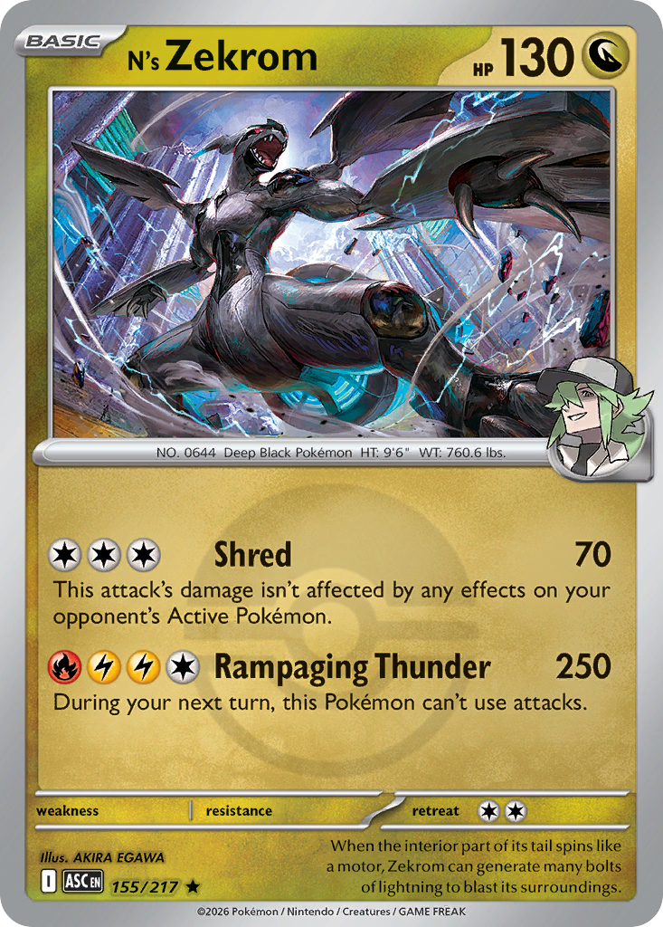 N's Zekrom 155/217 Ascended Heroes Pokémon card