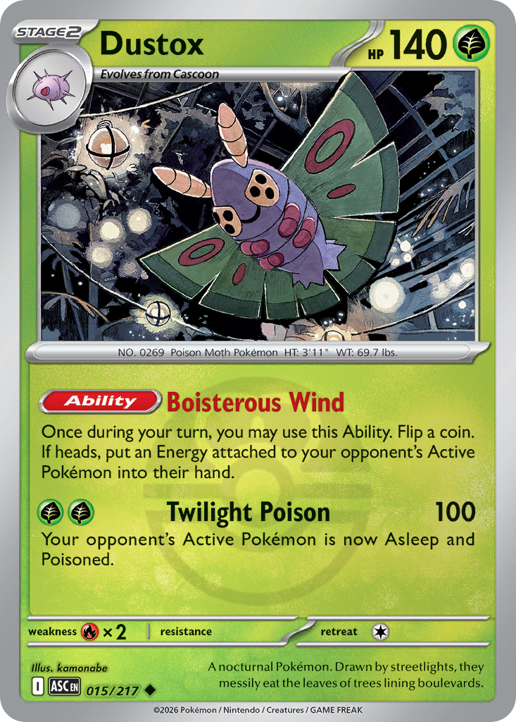 Dustox 015/217 Ascended Heroes Pokémon card