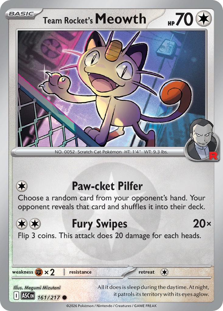 Team Rocket's Meowth 161/217 Ascended Heroes Pokémon card
