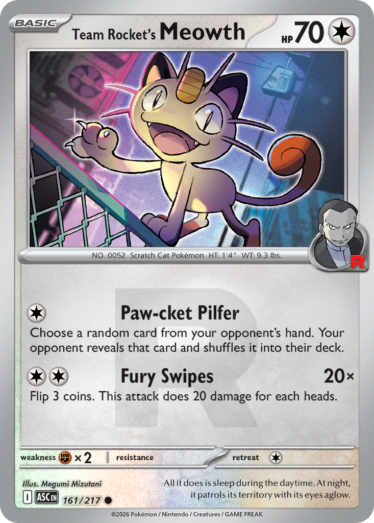Team Rocket's Meowth 161/217 Ascended Heroes Pokémon card