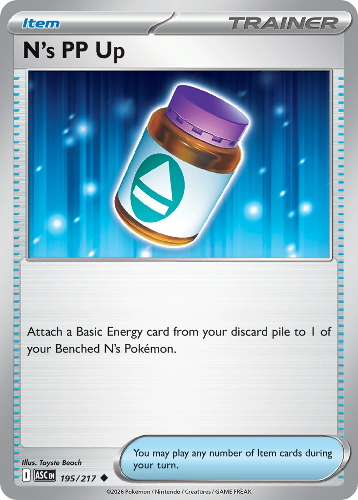 N's PP Up 195/217 Ascended Heroes Pokémon card