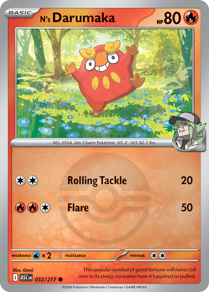 N's Darumaka 032/217 Ascended Heroes Pokémon card
