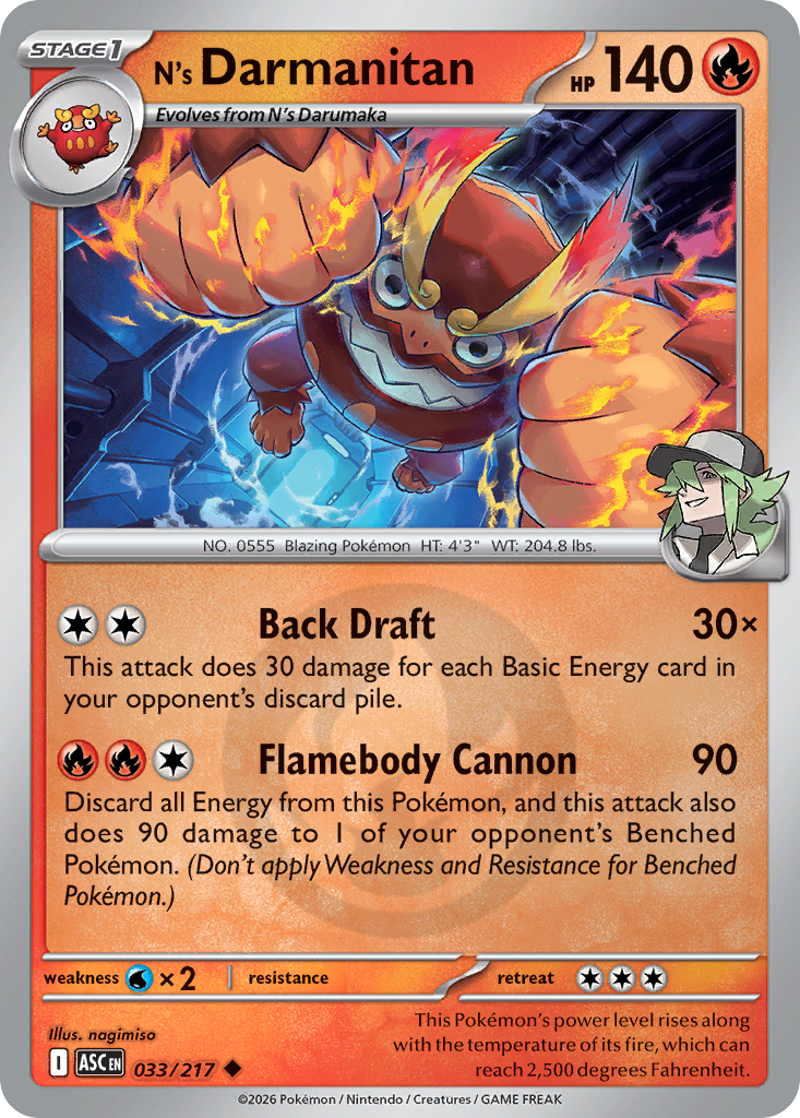 N's Darmanitan 033/217 Ascended Heroes Pokémon card
