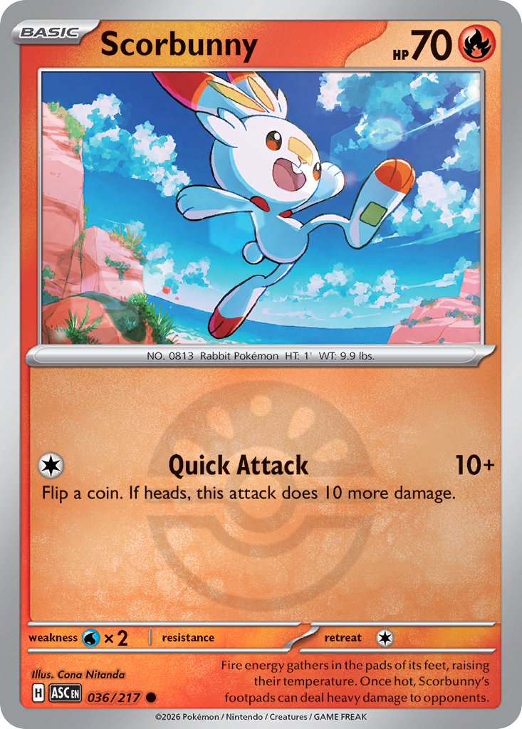 Scorbunny 036/217 Ascended Heroes Pokémon card