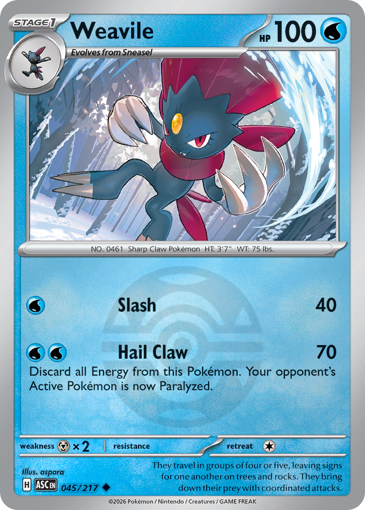 Weavile 045/217 Ascended Heroes Pokémon card