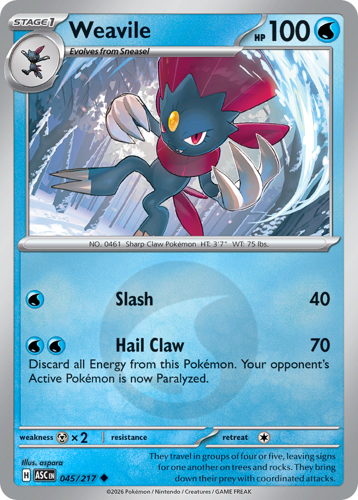 Weavile 045/217 Ascended Heroes Pokémon card