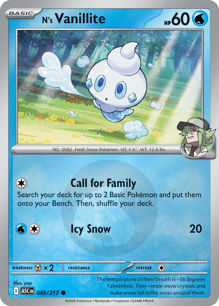 N's Vanillite 049/217 Ascended Heroes Pokémon card
