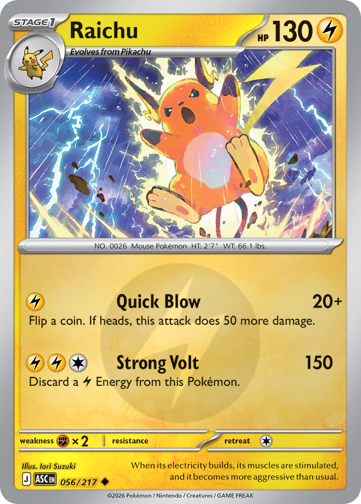 Raichu 056/217 Ascended Heroes Pokémon card
