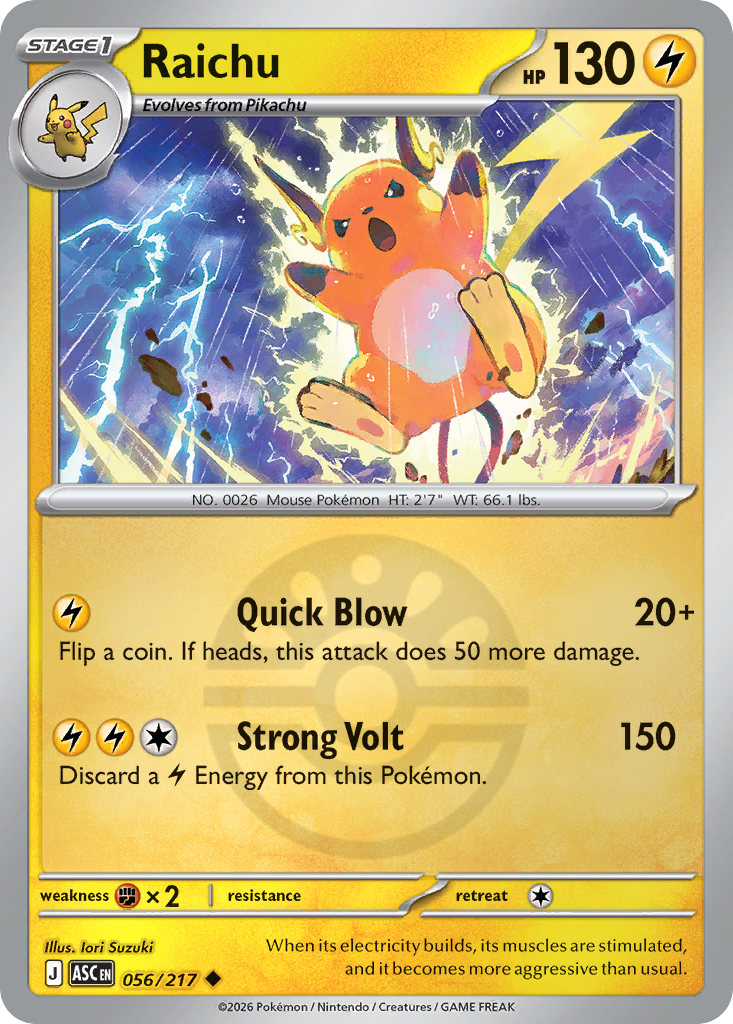 Raichu 056/217 Ascended Heroes Pokémon card