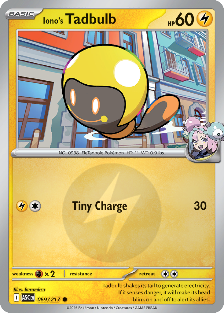 Iono's Tadbulb 069/217 Ascended Heroes Pokémon card
