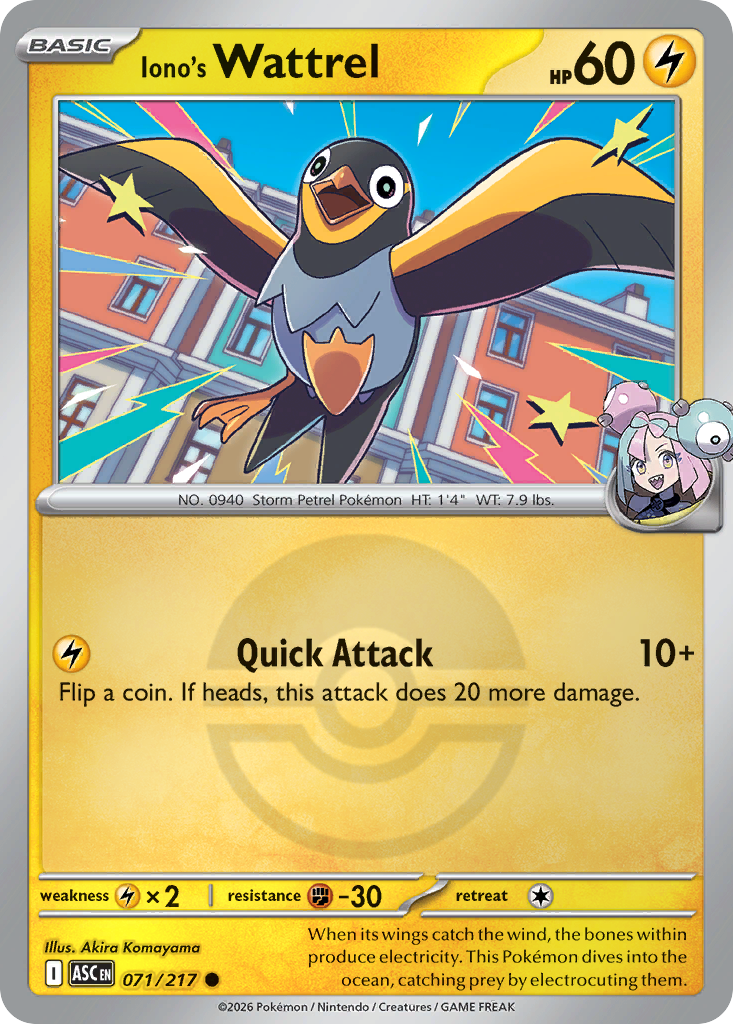 Iono's Wattrel 071/217 Ascended Heroes Pokémon card