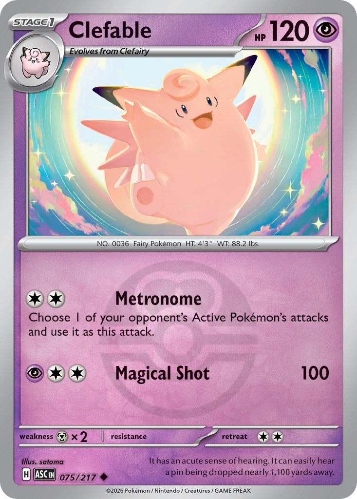 Clefable 075/217 Ascended Heroes Pokémon card