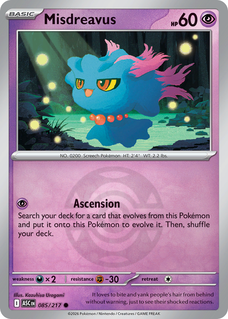 Misdreavus 085/217 Ascended Heroes Pokémon card