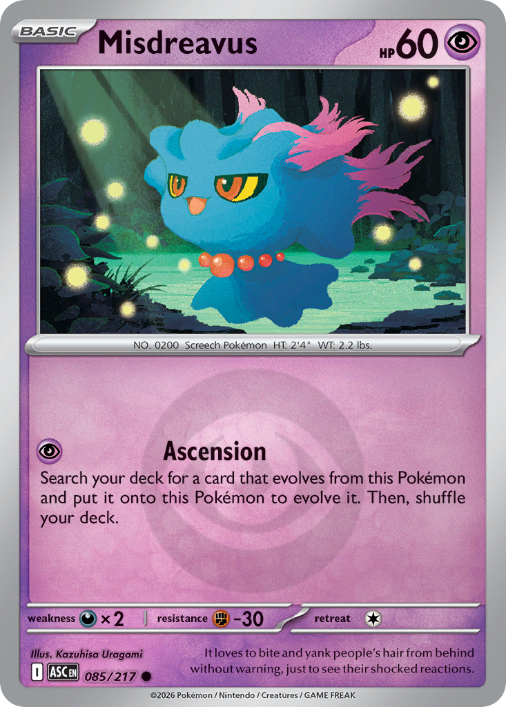 Misdreavus 085/217 Ascended Heroes Pokémon card