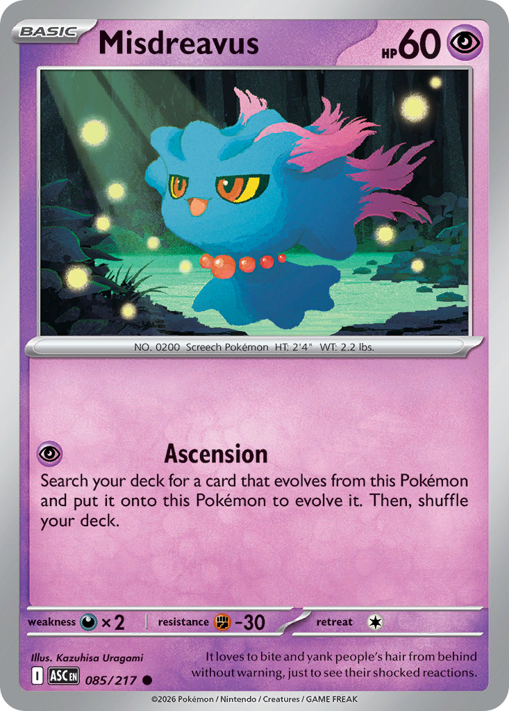 Misdreavus 085/217 Ascended Heroes Pokémon card