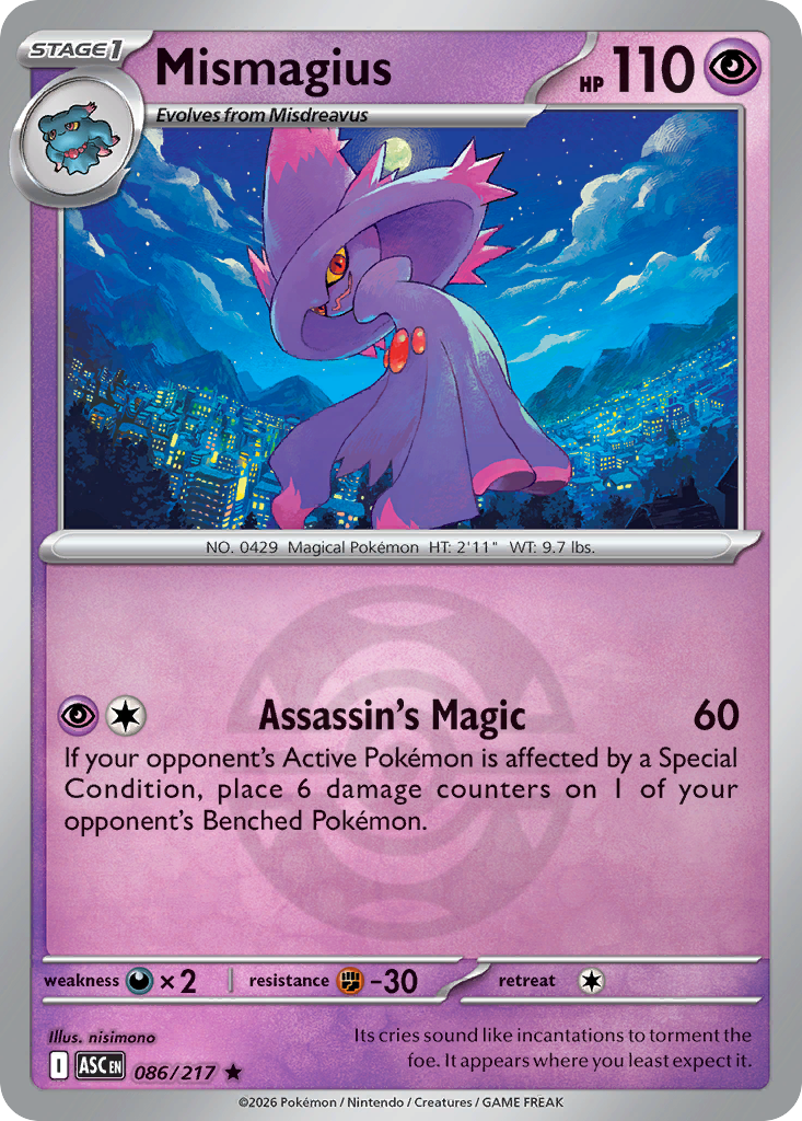 Mismagius 086/217 Ascended Heroes Pokémon card