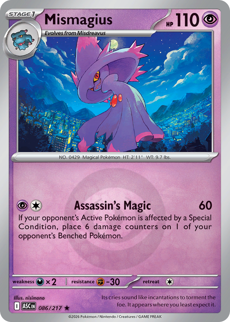 Mismagius 086/217 Ascended Heroes Pokémon card