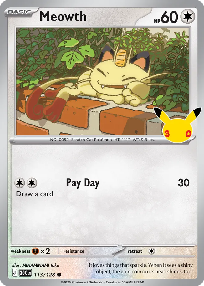 Meowth · 30th Celebration 113 · Pokémon TCG · Daily Pokemon