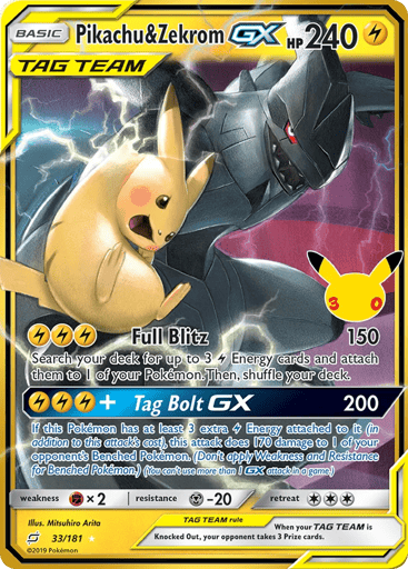 Pikachu & Zekrom-GX card