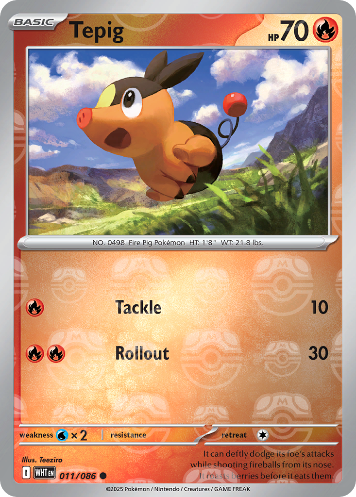 Tepig 011/086 White Flare Pokémon card
