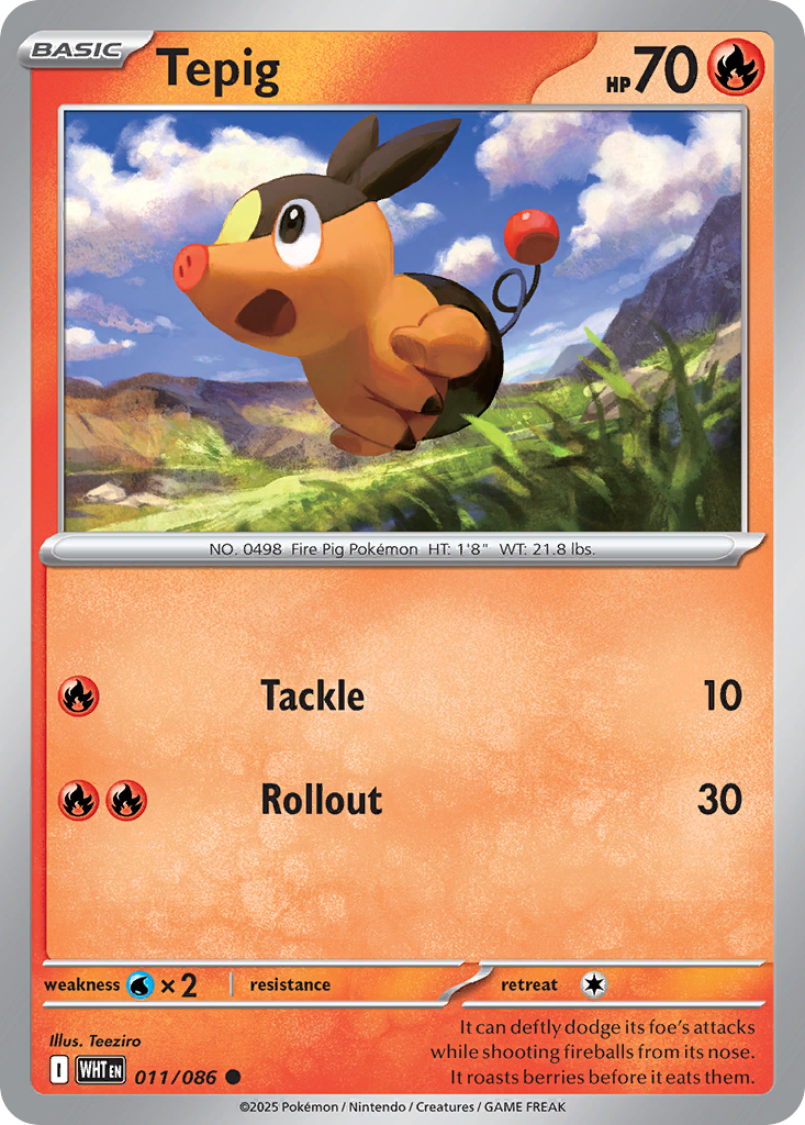 Tepig 011/086 White Flare Pokémon card