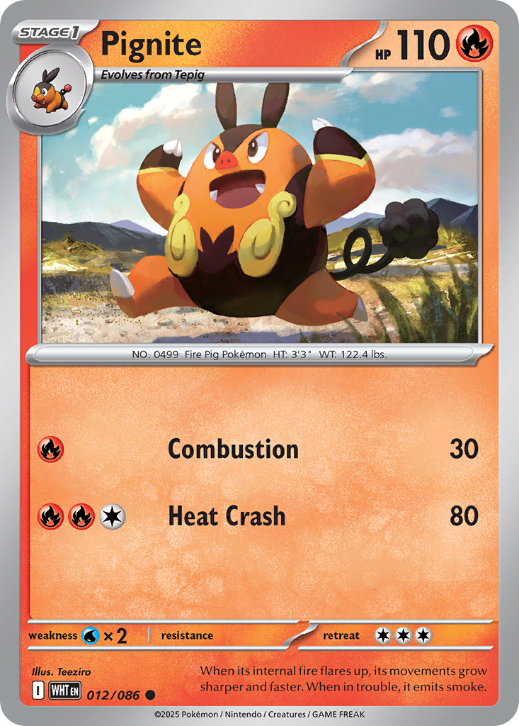 Pignite 012/086 White Flare Pokémon card