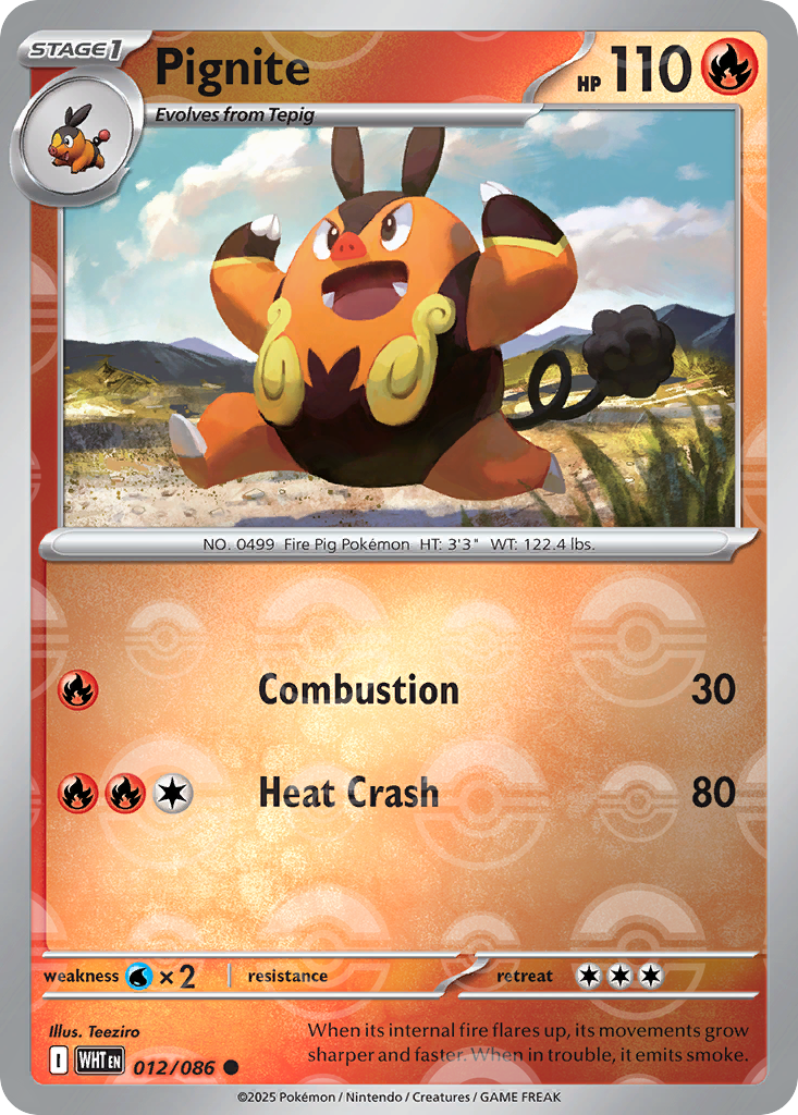 Pignite 012/086 White Flare Pokémon card