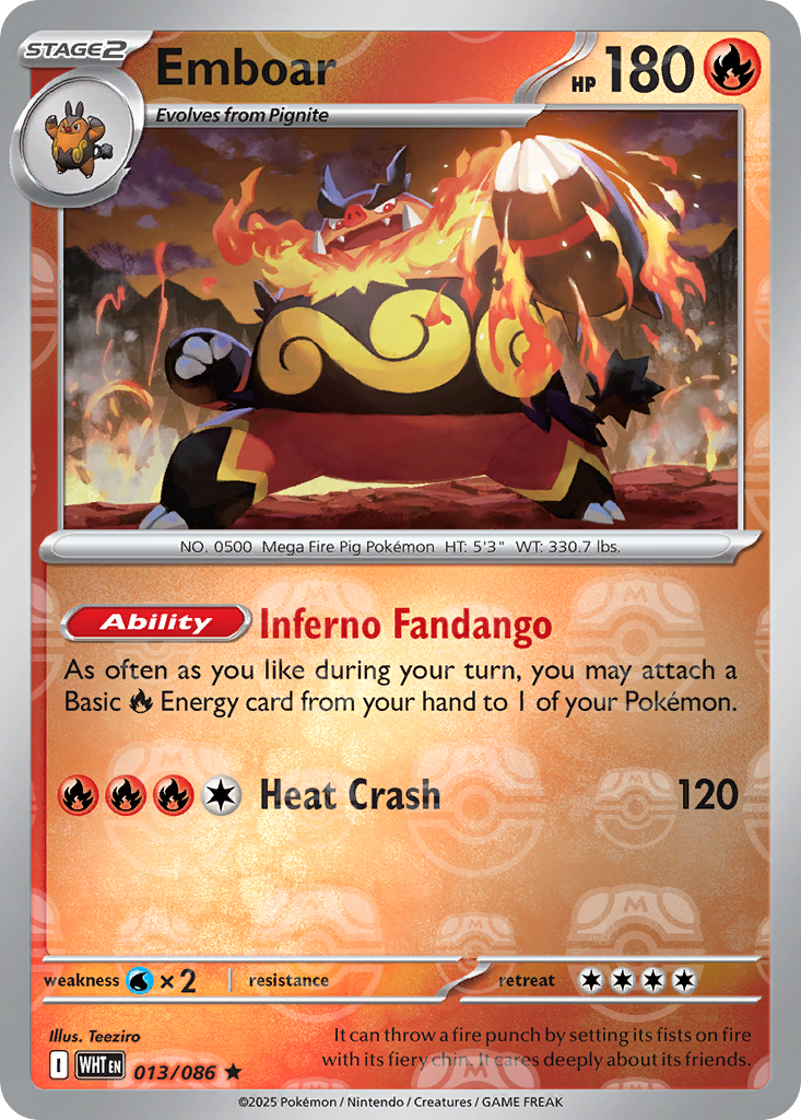 Emboar 013/086 White Flare Pokémon card