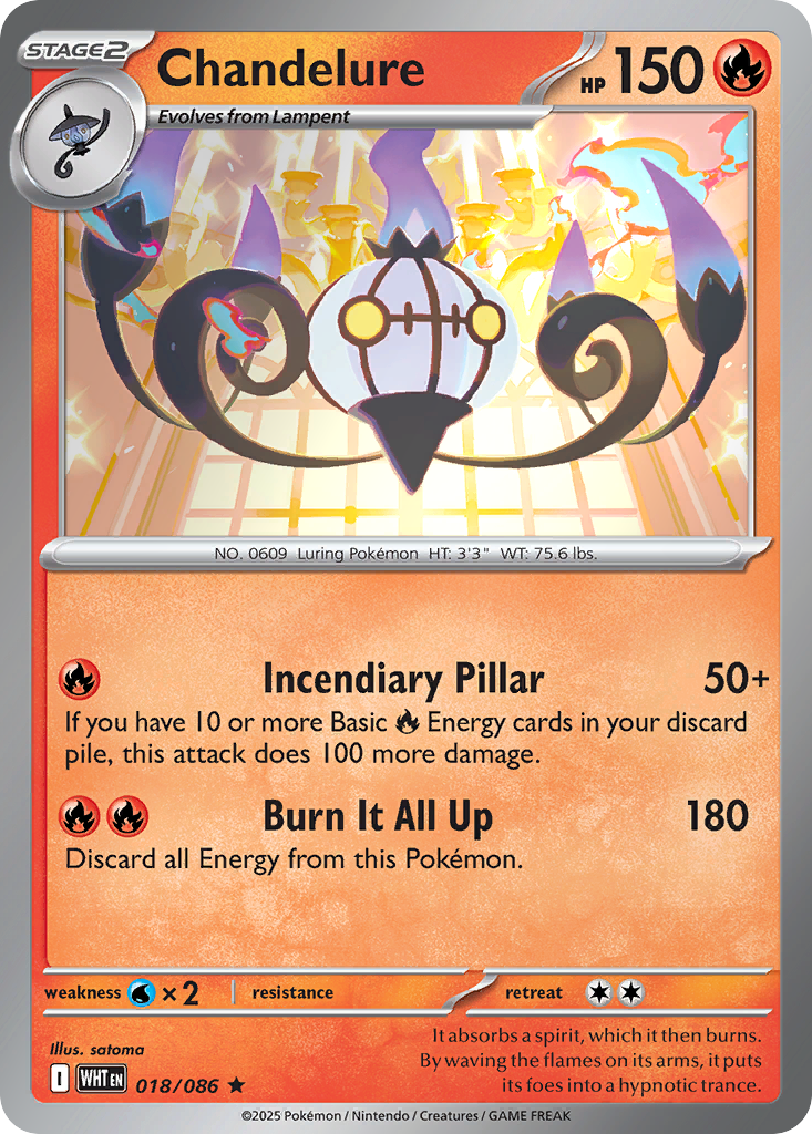 Chandelure 018/086 White Flare Pokémon card
