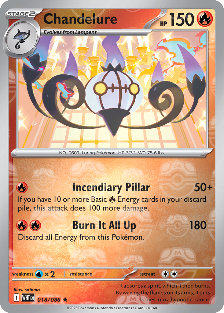 Chandelure 018/086 White Flare Pokémon card