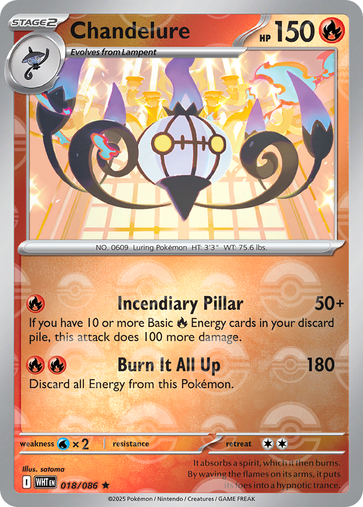 Chandelure 018/086 White Flare Pokémon card