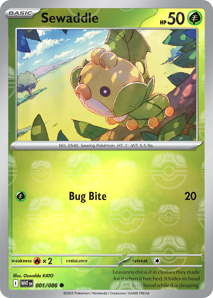 Sewaddle 001/086 White Flare Pokémon card